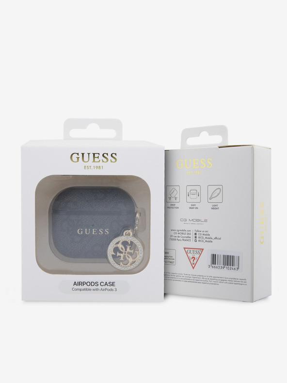 Guess Guess 4G Script PC/PU Charm Pouzdro pro AirPods 3 Black