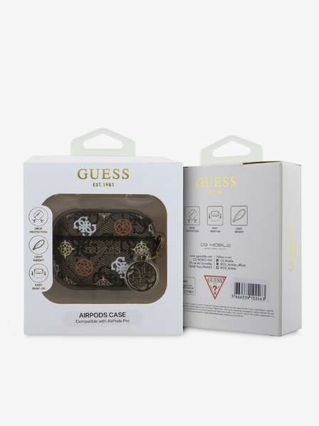 Guess Guess PU 4G Peony Charm Pouzdro pro AirPods Pro Brown