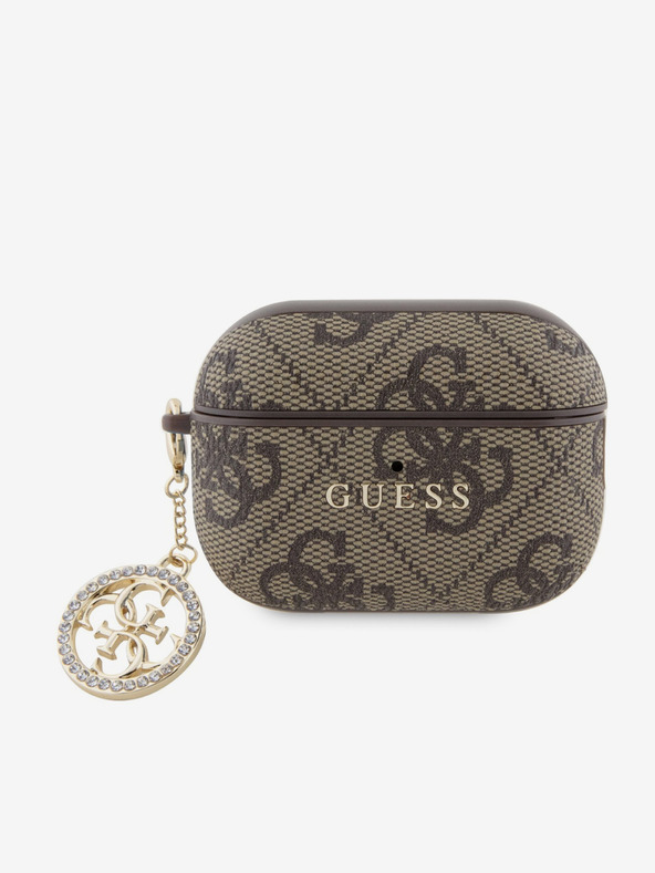 Guess Guess 4G Script PC/PU Charm Pouzdro pro AirPods Pro 2 Brown