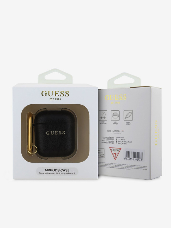 Guess Guess PU Grained Classic Logo Pouzdro pro AirPods 1/2 Black