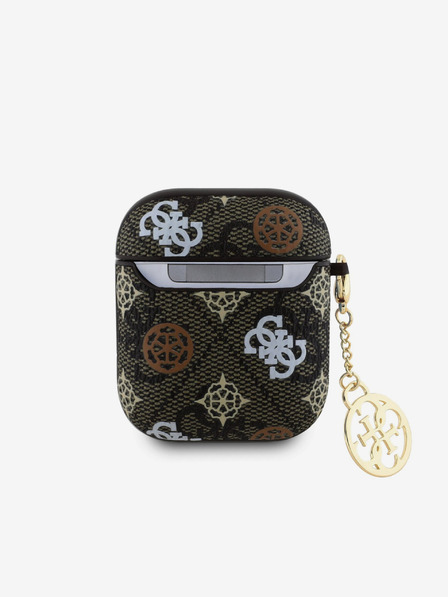 Guess Guess PU 4G Peony Charm Pouzdro pro AirPods 1/2 Brown