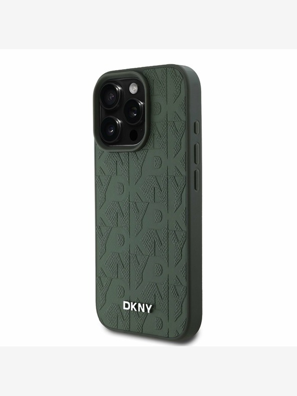 DKNY DKNY PU Leather Grid Pattern Magsafe Zadní Kryt pro iPhone 16 Pro Max Green