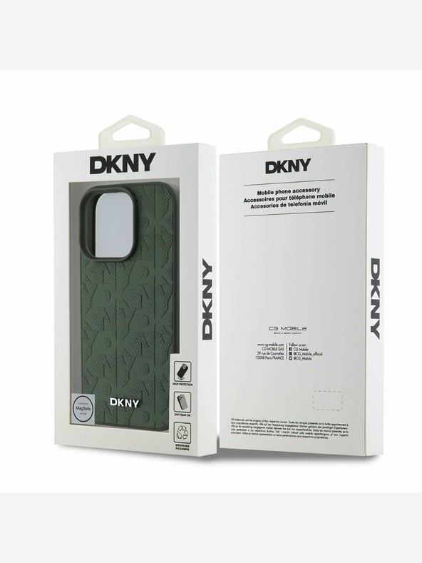DKNY DKNY PU Leather Grid Pattern Magsafe Zadní Kryt pro iPhone 16 Pro Max Green