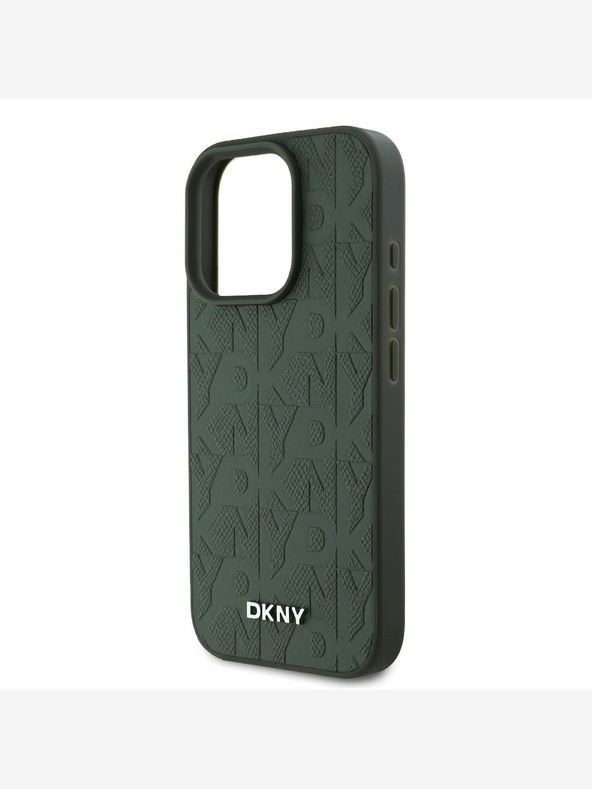 DKNY DKNY PU Leather Grid Pattern Magsafe Zadní Kryt pro iPhone 16 Pro Green