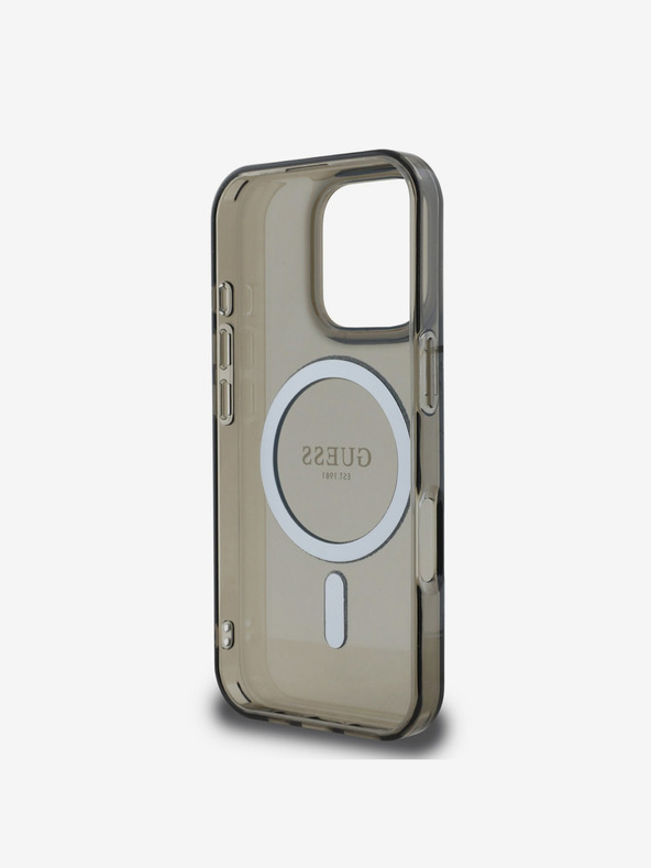 Guess Guess IML Glitter Ring MagSafe Zadní Kryt pro iPhone 16 Pro Black