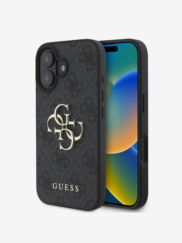 Guess Guess PU 4G Metal Logo Zadní Kryt pro iPhone 16 Grey