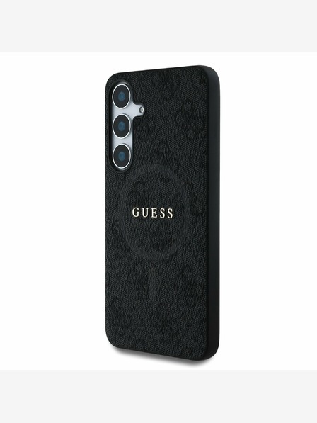 Guess PU Leather 4G Colored Ring MagSafe Zadní Kryt pro Samsung Galaxy S25+ Black Obal na telefon