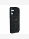 Guess PU Leather 4G Colored Ring MagSafe Zadní Kryt pro Samsung Galaxy S25+ Black Obal na telefon