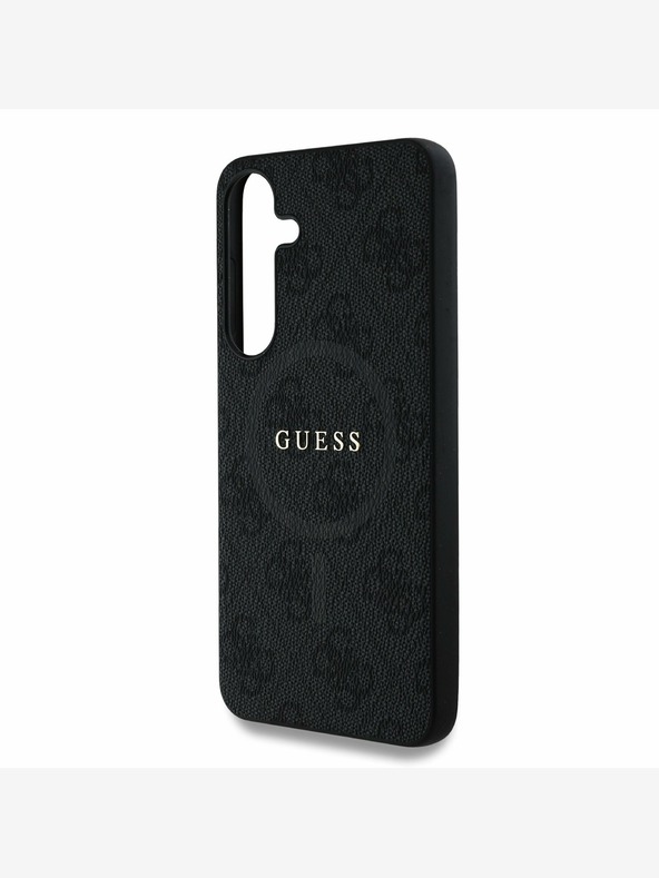 Guess PU Leather 4G Colored Ring MagSafe Zadní Kryt pro Samsung Galaxy S25+ Black Obal na telefon