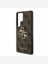 Guess PU 4G Metal Logo Zadní Kryt pro Samsung Galaxy S25 Ultra Brown Obal na telefon