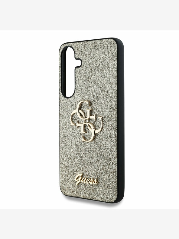 Guess Guess PU Fixed Glitter 4G Metal Logo Zadní Kryt pro Samsung Galaxy S25 Gold