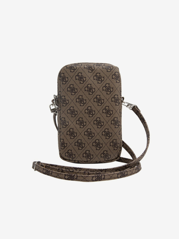 Guess Guess PU 4G Triangle Logo Taška na Telefon se Zipem Brown