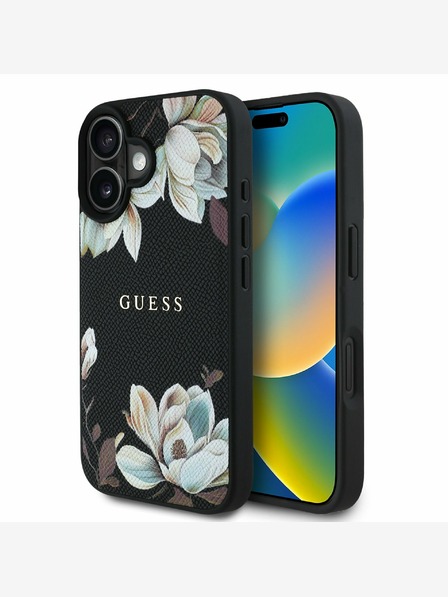 Guess Guess PU Grained Magnolia MagSafe Zadní Kryt pro iPhone 16 Black