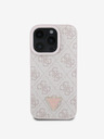 Guess Guess PU 4G Strass Triangle Metal Logo Zadní Kryt pro iPhone 16 Pro Pink