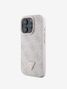 Guess Guess PU 4G Strass Triangle Metal Logo Zadní Kryt pro iPhone 16 Pro Pink