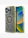 Guess Guess IML 4G Glitter and Triangle Logo MagSafe Zadní Kryt pro iPhone 16 Pro Brown