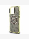 Guess Guess IML 4G Glitter and Triangle Logo MagSafe Zadní Kryt pro iPhone 16 Pro Brown