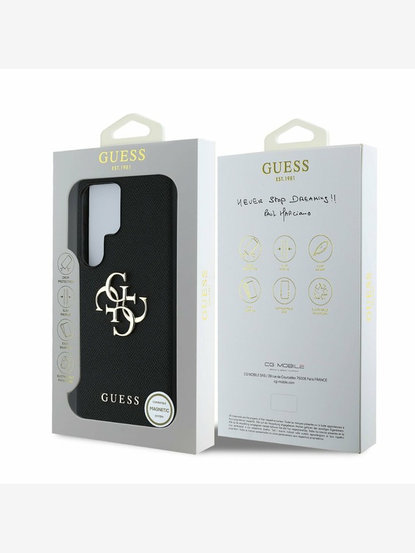 Guess Guess PU Grained 4G Metal Logo Zadní Kryt pro Samsung Galaxy S25 Ultra Black