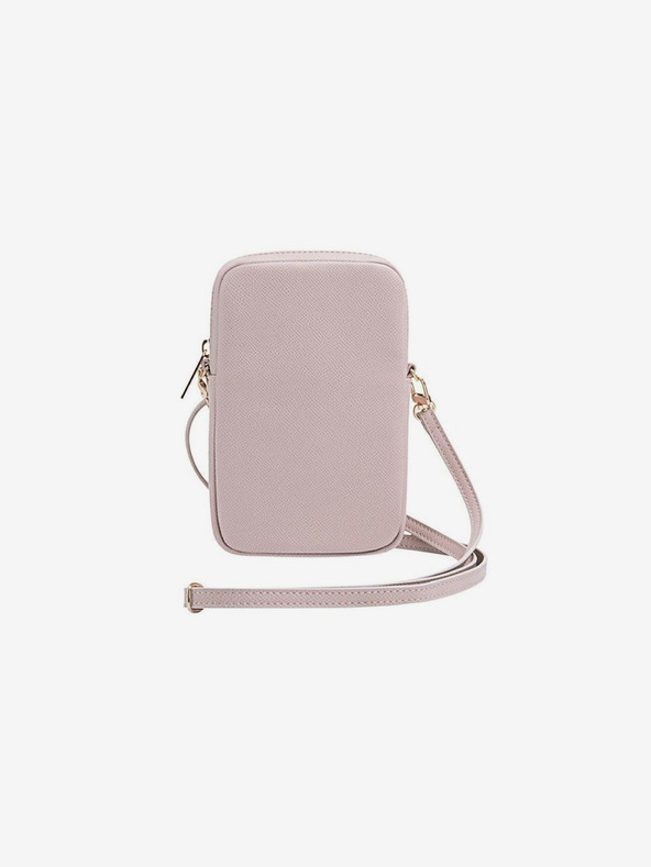 Guess Guess PU Grained 4G Metal Logo Taška na Telefon se Zipem Pink