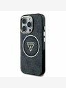 Guess Guess IML 4G Glitter and Triangle Logo MagSafe Zadní Kryt pro iPhone 16 Pro Black