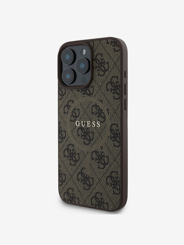 Guess Guess PU Leather 4G Colored Ring MagSafe Zadní Kryt pro iPhone 16 Pro Max Brown