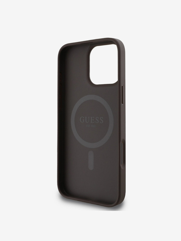 Guess Guess PU Leather 4G Colored Ring MagSafe Zadní Kryt pro iPhone 16 Pro Max Brown