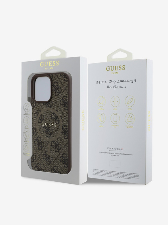 Guess Guess PU Leather 4G Colored Ring MagSafe Zadní Kryt pro iPhone 16 Pro Max Brown