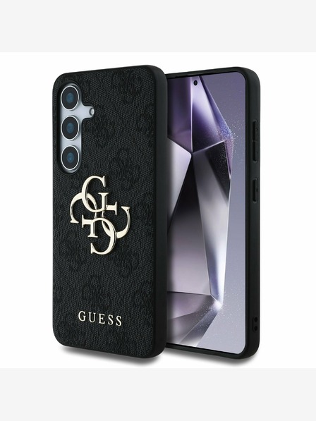 Guess PU 4G Metal Logo Zadní Kryt pro Samsung Galaxy S25+ Grey Obal na telefon
