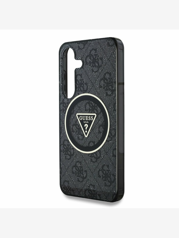 Guess Guess IML 4G Glitter and Triangle Logo MagSafe Zadní Kryt pro Samsung Galaxy S25+ Black