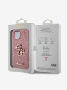 Guess PU Fixed Glitter 4G Metal Logo Zadní Kryt pro iPhone 15 Pink Obal na telefon