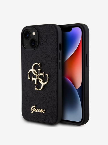 Guess Guess PU Fixed Glitter 4G Metal Logo Zadní Kryt pro iPhone 13 Black