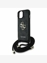 Guess Guess PU 4G Metal Logo Crossbody Popruh Zadní Kryt pro iPhone 15 Black