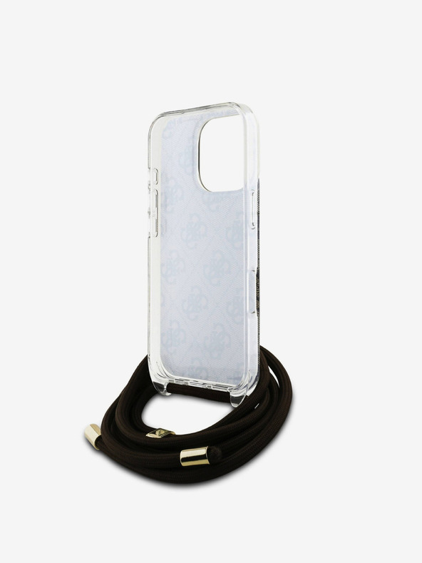 Guess Guess IML 4G Printed Crossbody Popruh Zadní Kryt pro iPhone 16 Pro Brown