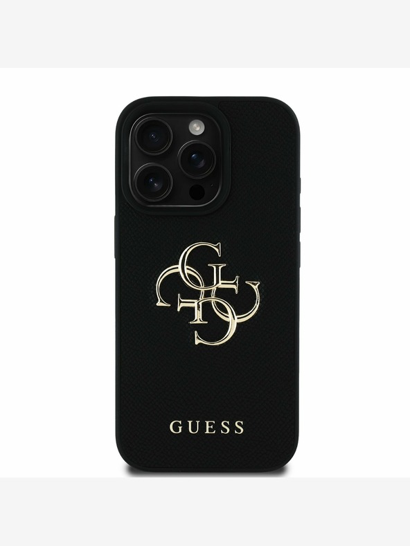 Guess Guess PU Grained 4G Metal Logo Zadní Kryt pro iPhone 16 Pro Black