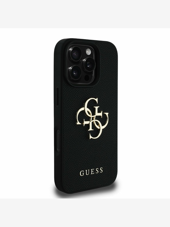 Guess Guess PU Grained 4G Metal Logo Zadní Kryt pro iPhone 16 Pro Black