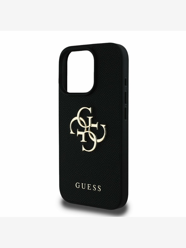 Guess Guess PU Grained 4G Metal Logo Zadní Kryt pro iPhone 16 Pro Black