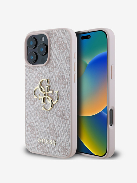 Guess Guess PU 4G Metal Logo Zadní Kryt pro iPhone 16 Pro Max Pink