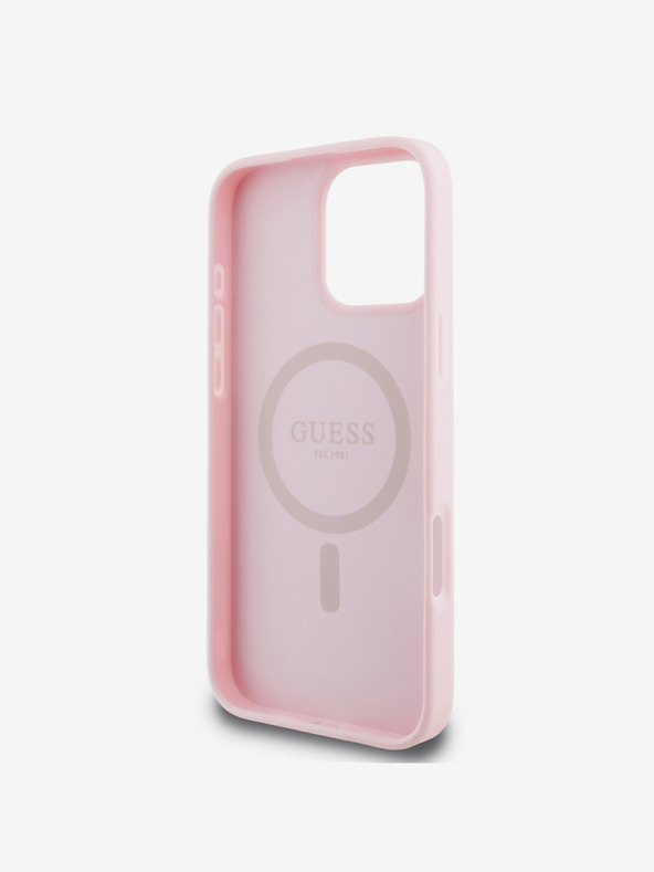 Guess Guess PU Grained Classic Logo MagSafe Zadní Kryt pro iPhone 16 Pro Pink