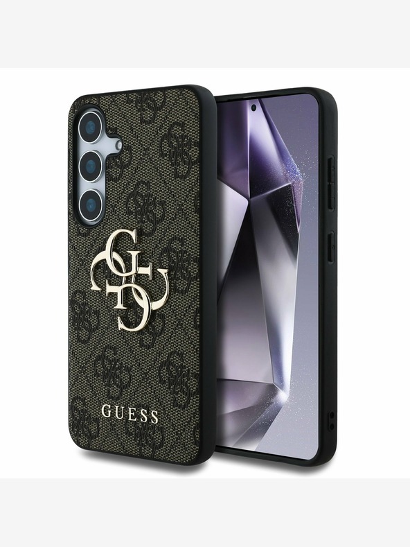 Guess Guess PU 4G Metal Logo Zadní Kryt pro Samsung Galaxy S25 Brown