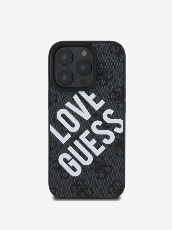 Guess Guess PU Leather 4G Big Love Logo MagSafe Zadní Kryt pro iPhone 16 Pro Black