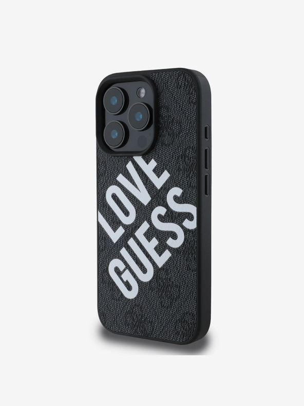 Guess Guess PU Leather 4G Big Love Logo MagSafe Zadní Kryt pro iPhone 16 Pro Black