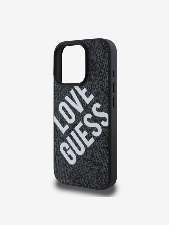 Guess Guess PU Leather 4G Big Love Logo MagSafe Zadní Kryt pro iPhone 16 Pro Black