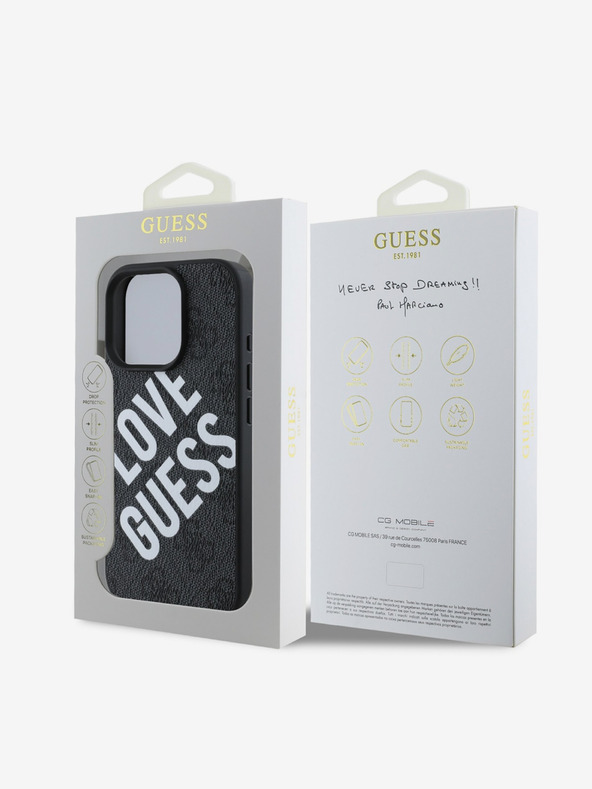 Guess Guess PU Leather 4G Big Love Logo MagSafe Zadní Kryt pro iPhone 16 Pro Black