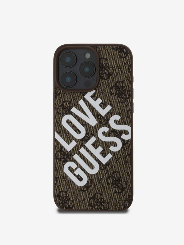 Guess Guess PU Leather 4G Big Love Logo MagSafe Zadní Kryt pro iPhone 16 Pro Max Brown