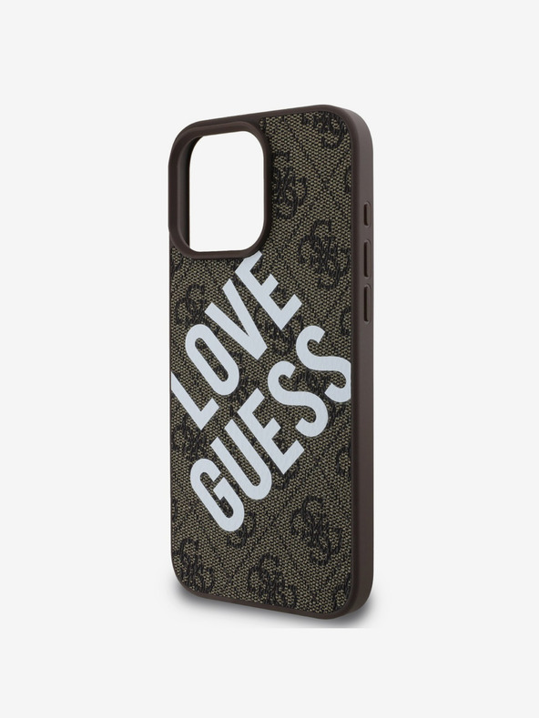 Guess Guess PU Leather 4G Big Love Logo MagSafe Zadní Kryt pro iPhone 16 Pro Max Brown