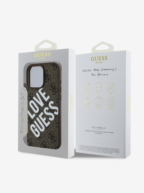 Guess Guess PU Leather 4G Big Love Logo MagSafe Zadní Kryt pro iPhone 16 Pro Max Brown