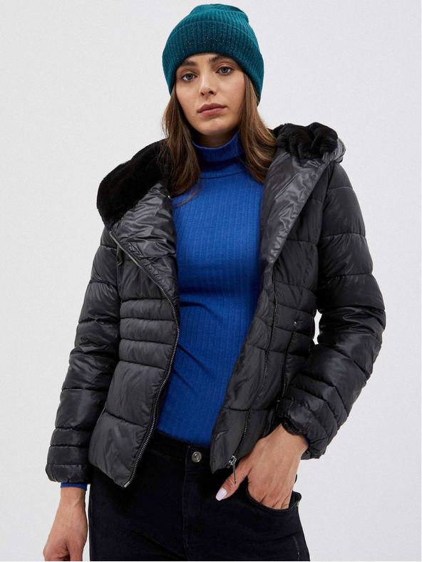 Moodo Černá dámská prošívaná krátká bunda Moodo