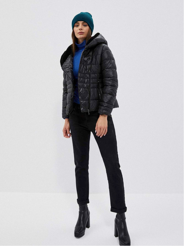 Moodo Černá dámská prošívaná krátká bunda Moodo