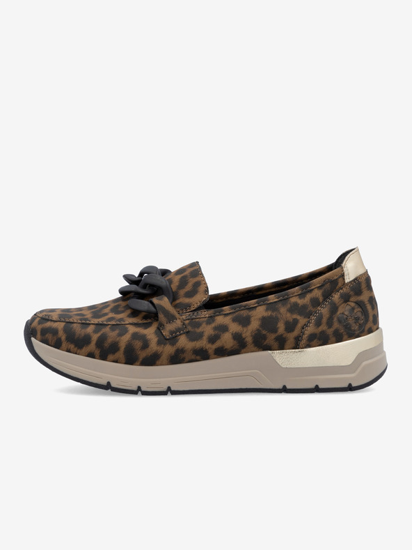 Rieker Černo-hnědé dámské vzorované mokasíny Rieker