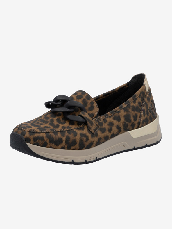 Rieker Černo-hnědé dámské vzorované mokasíny Rieker